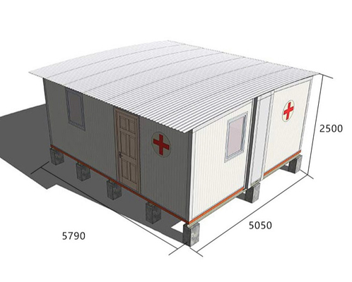 โรงพยาบาลโครงเหล็ก Q355 H Beam แบบกำหนดเอง 0.376 มม. แผ่น THC Prefab Barn Homes